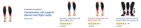 aZengear compression socks and calf sleeves, knee sleeve and plantar fasciitis socks